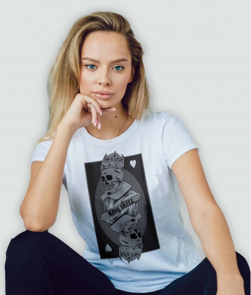 Дамска тениска Готика King of hearts skull I - TShirtArtShop.com